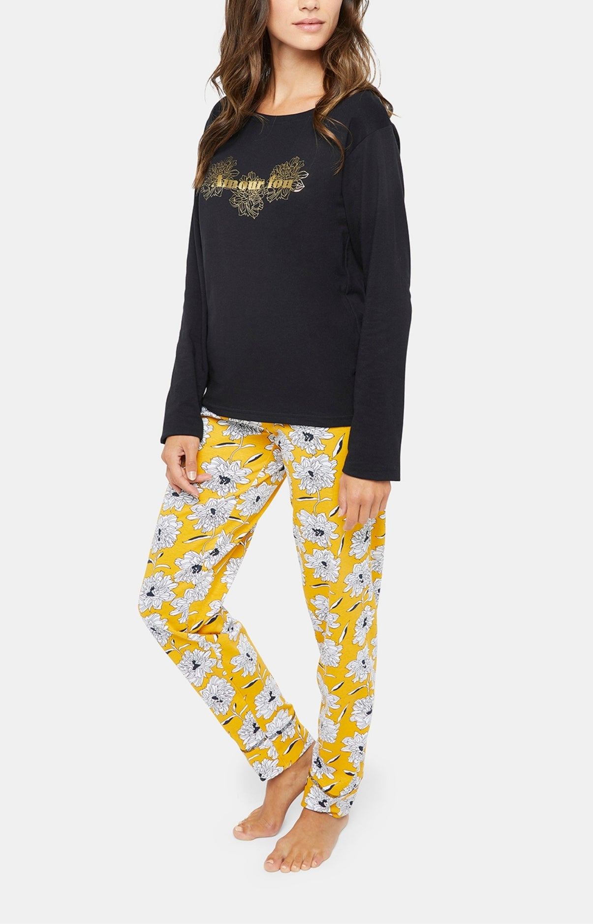 arthur-bob-simone-pyjama-long-femme-jaune-coton image 4