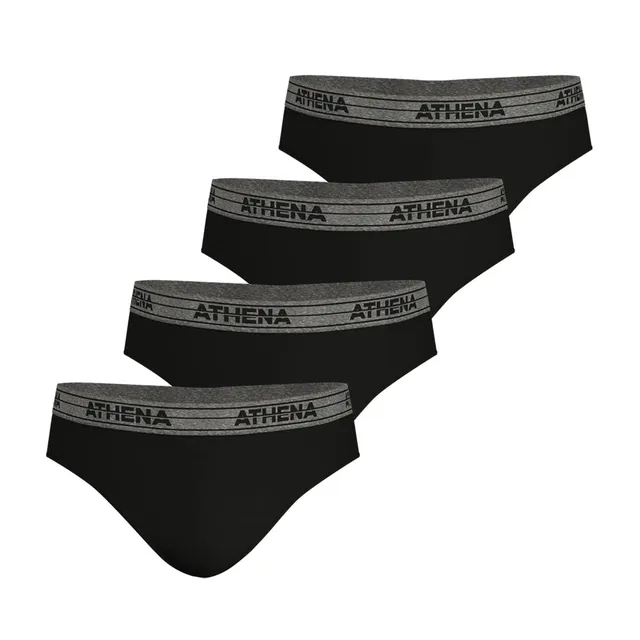 athena-ecopack-lot-4-slips-homme-100-coton-noir image 1