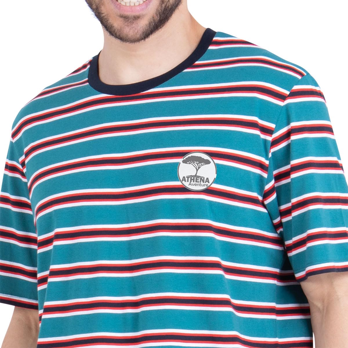 athena-easy-coton-pyjama-court-homme-l-rayures-aventure image 3