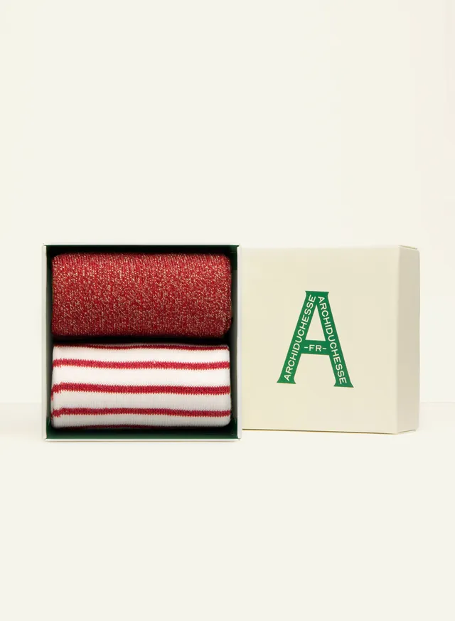 archiduchesse-paillet-e-duo-rouge-chaussettes-coton-lurex-x2 image 1