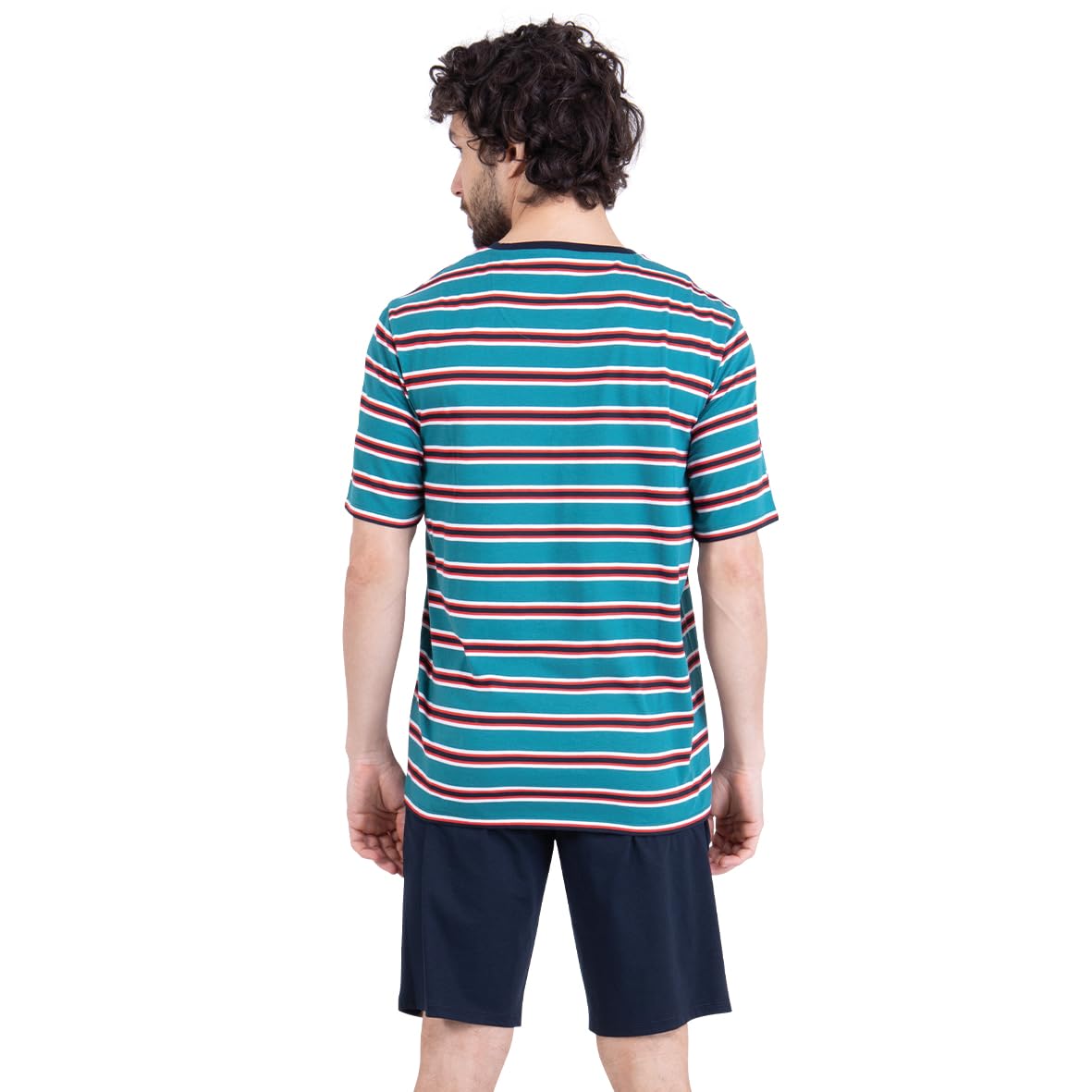 athena-easy-coton-pyjama-court-homme-l-rayures-aventure image 4