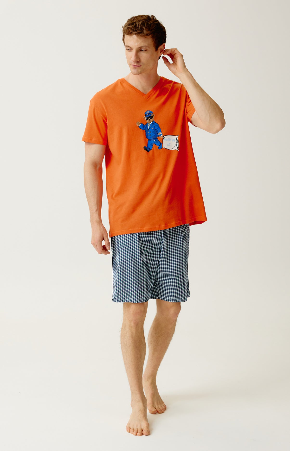 arthur-bob-pilote-de-lit-pyjashort-coton-marine image 1