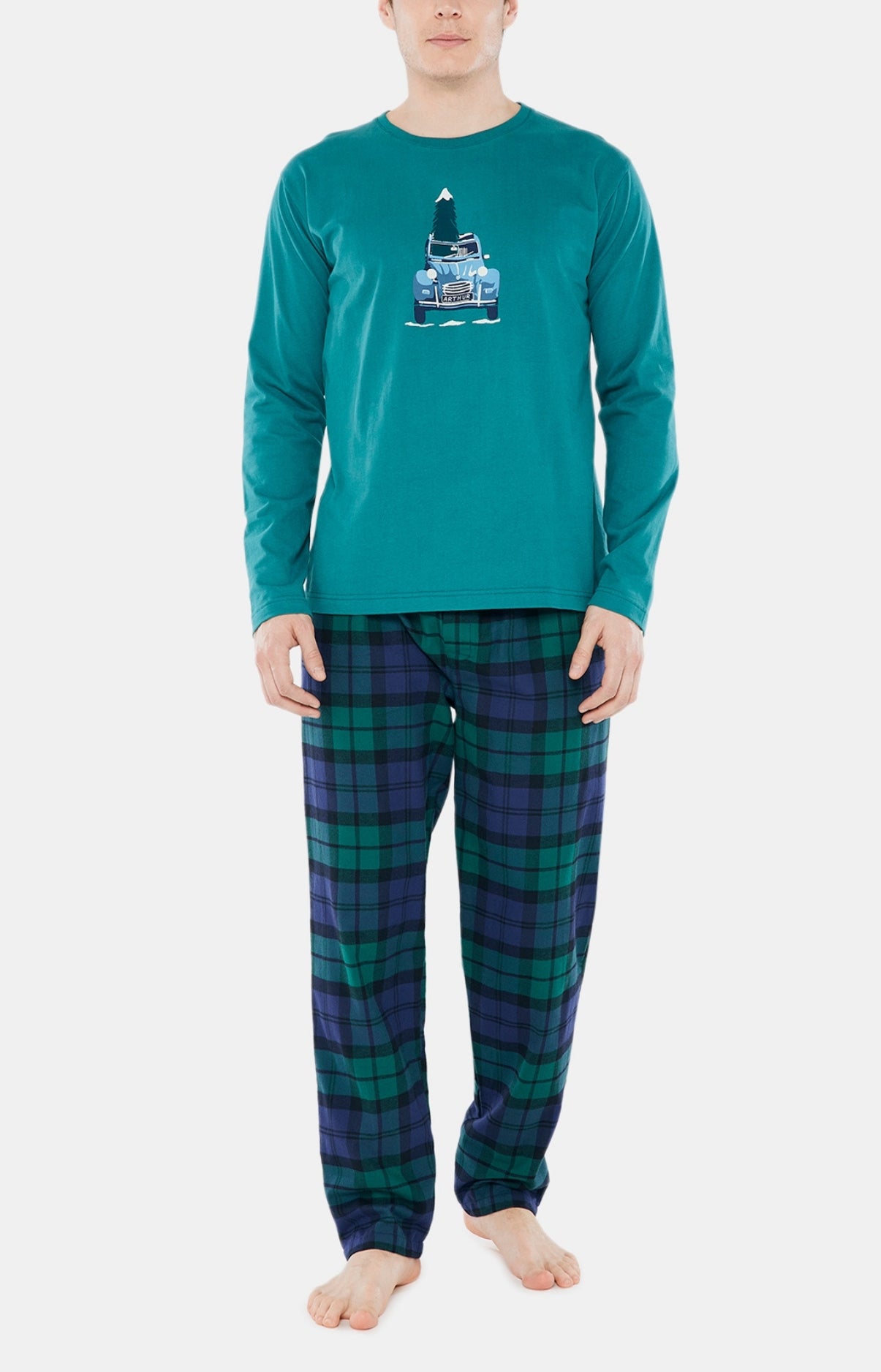 arthur-bob-bill-pyjama-homme-vert-coton-tartan image 1