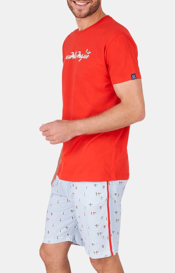 arthur-bob-nouvelle-vague-pyjashort-homme-bleu-coton-bio image 4