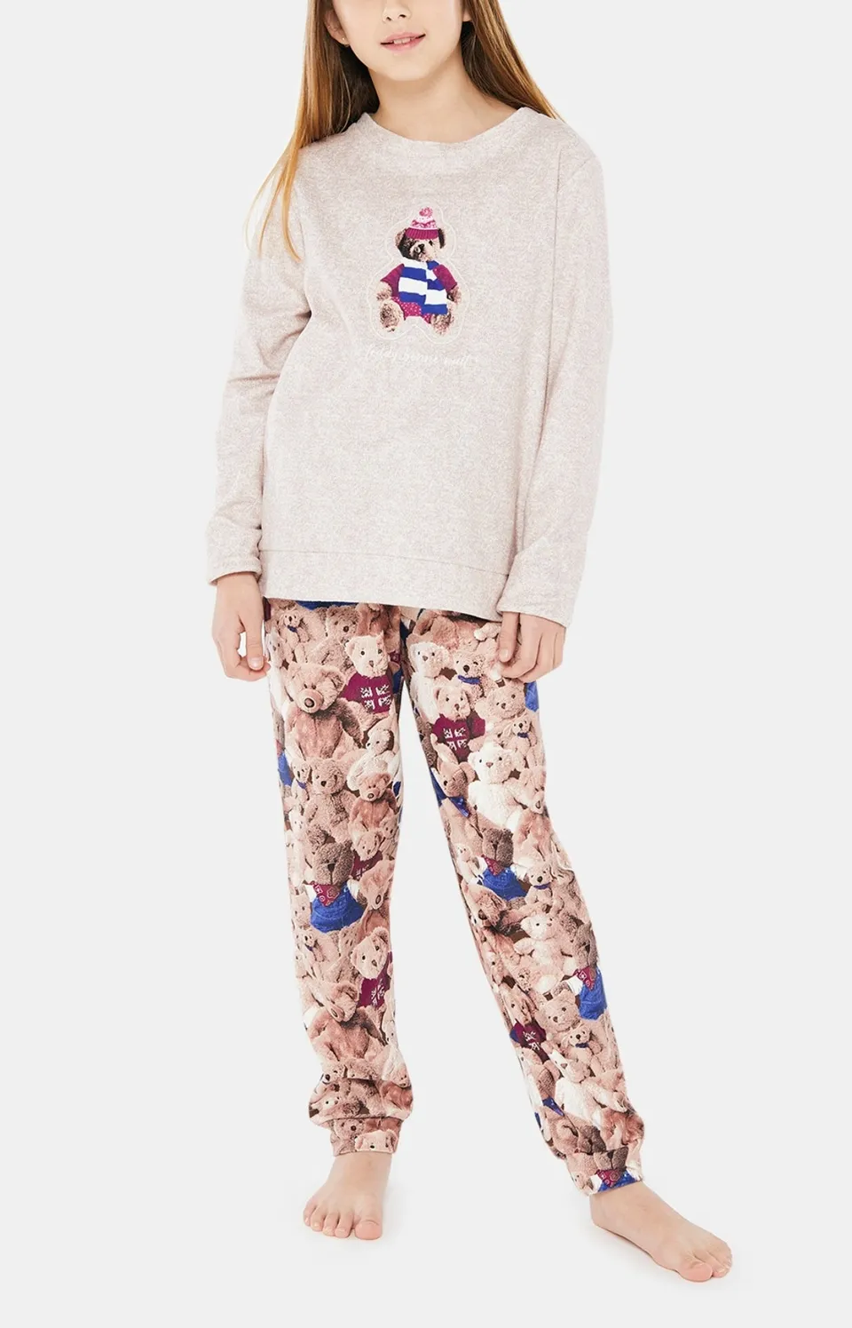 arthur-bob-pyjama-enfant-polaire-teddy-beige-chaud-hiver image 1