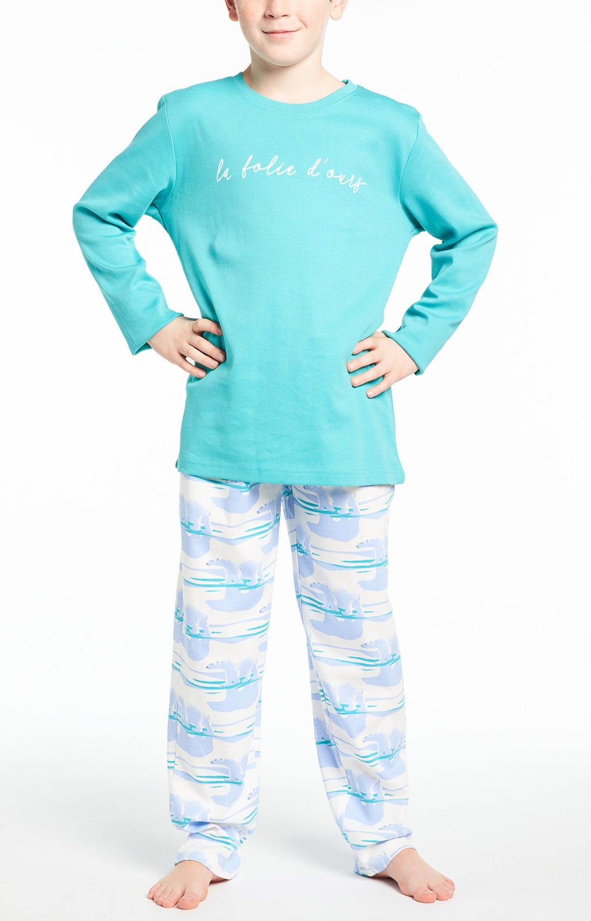 arthur-bob-folie-d-ours-pyjama-long-bleu-baltique-4a-coton image 1