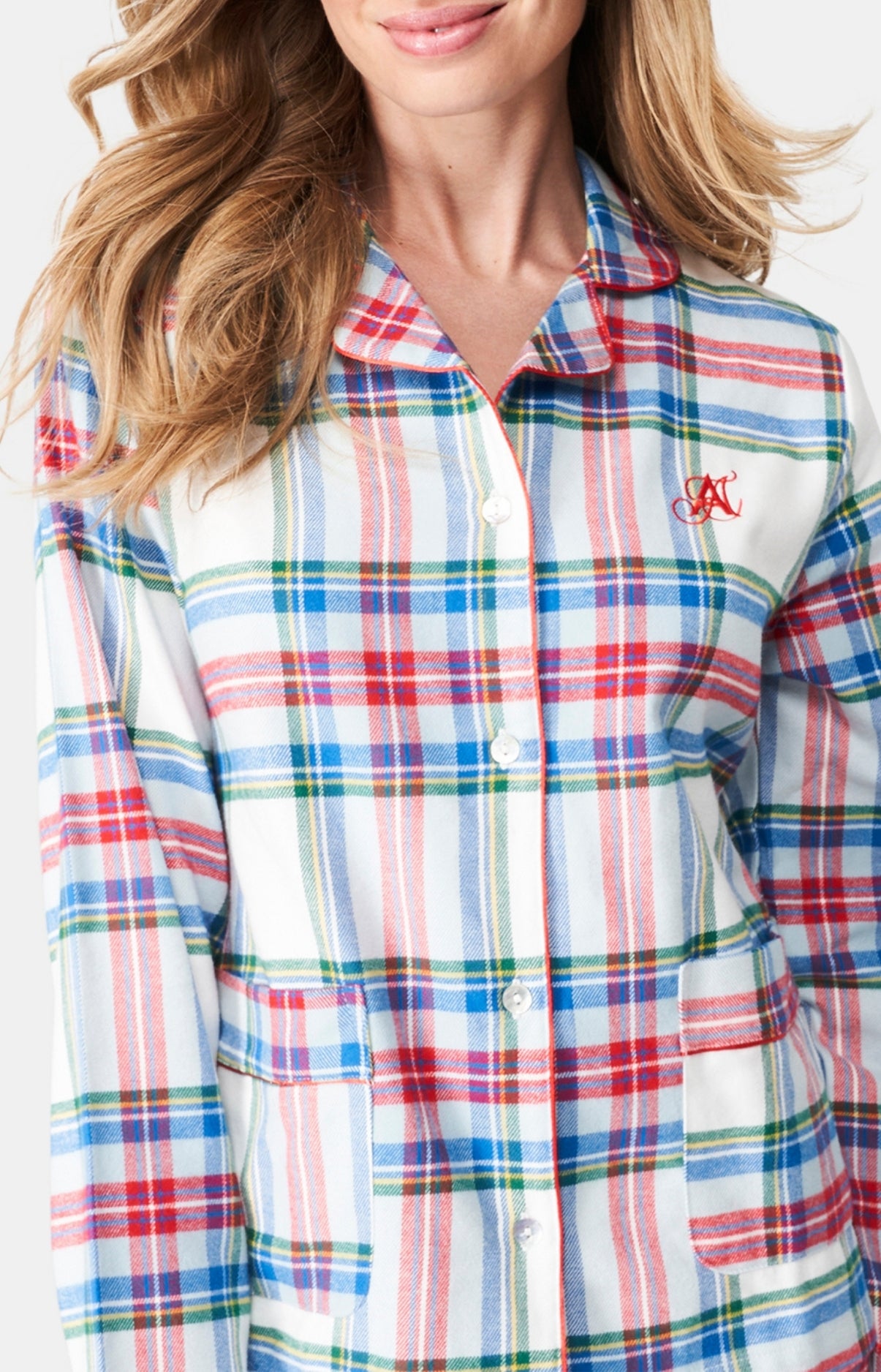 arthur-bob-pyjama-logan-flanelle-blanc-boutonn-pilou-femme image 2