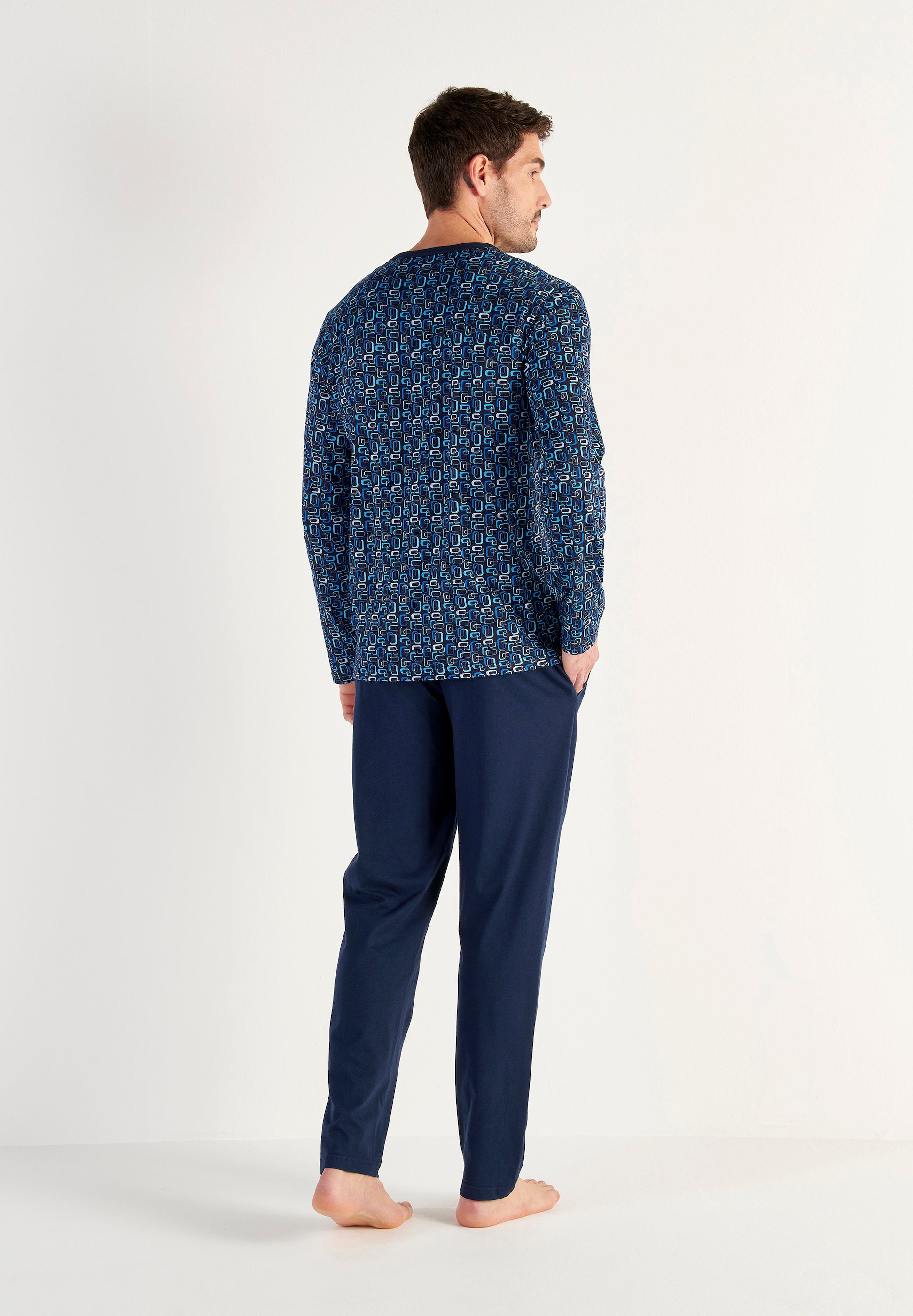 hom-elvis-403210-pyjama-long-homme-bleu-imprim-coton image 6