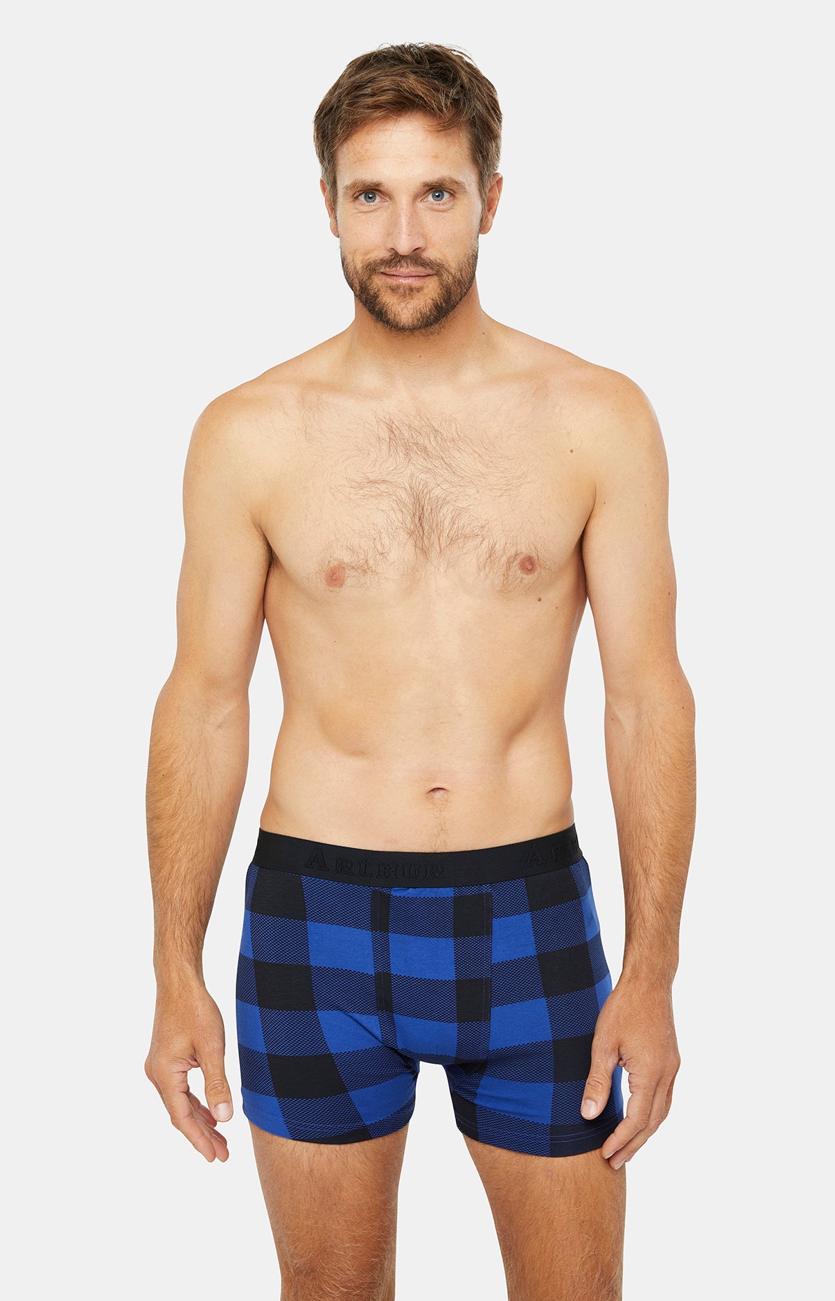 arthur-bob-big-vichy-boxer-homme-marine-coton image 1