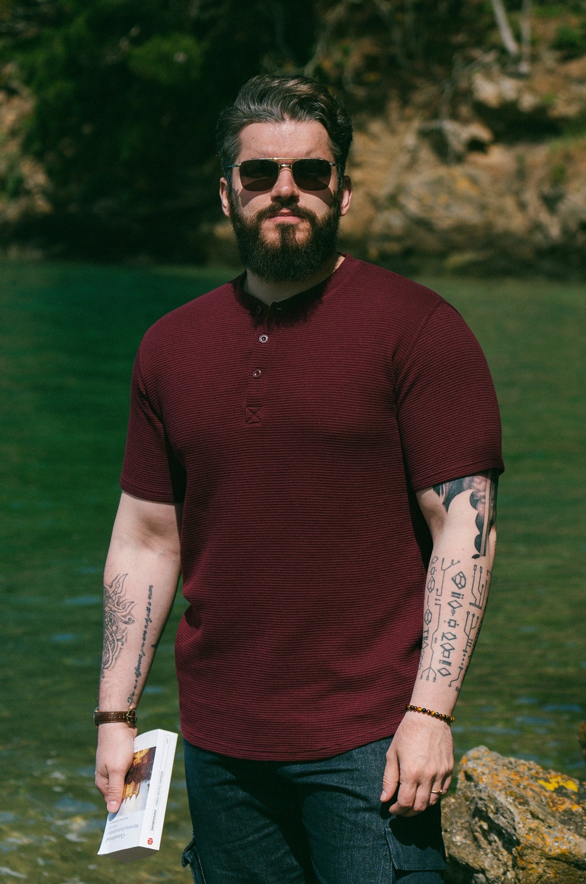 p-trone-henley-cormac-t-shirt-manches-courtes-beige image 2