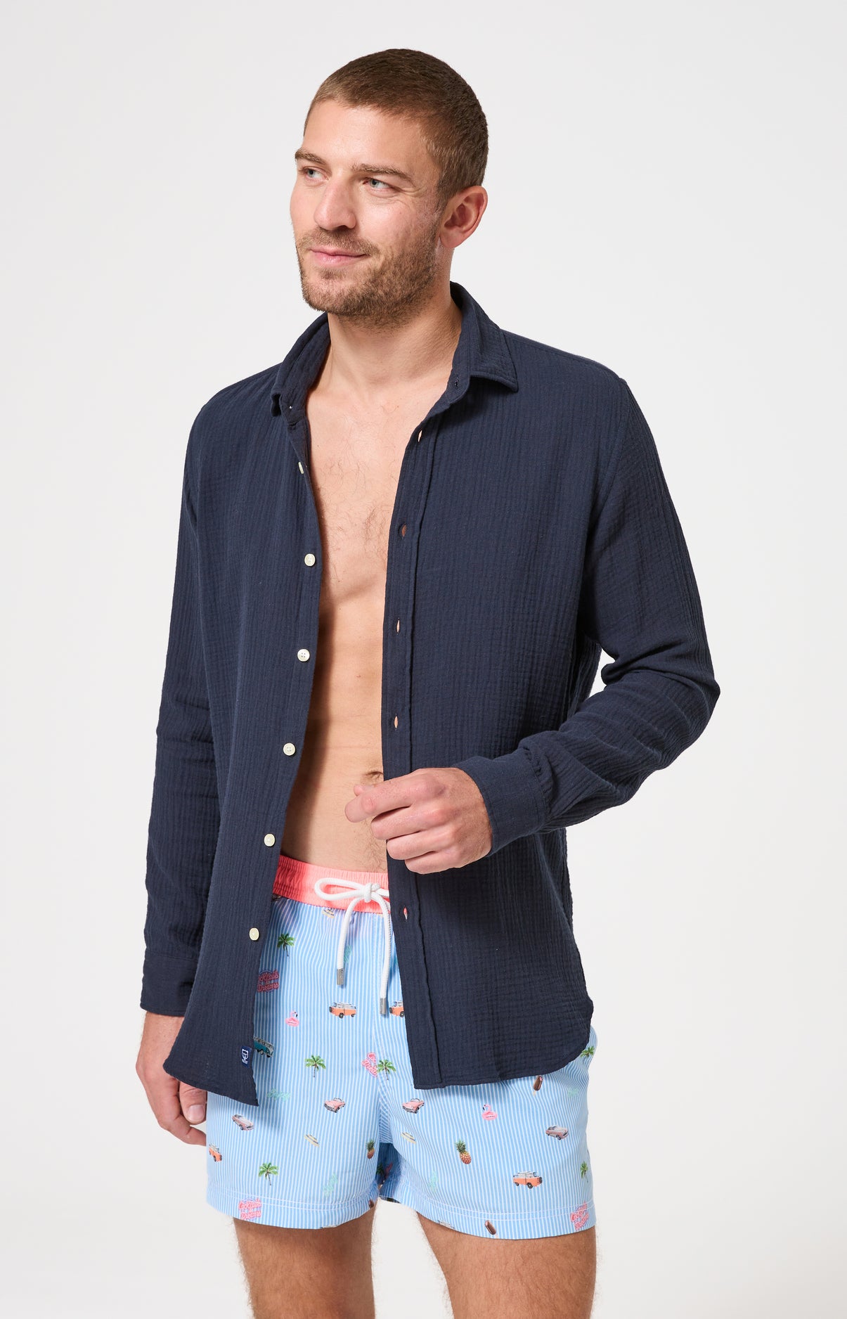 arthur-bob-marina-chemise-homme-marine-gaze-de-coton image 1