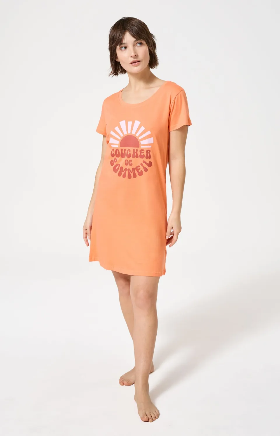 arthur-bob-coucher-sommeil-chemise-nuit-abricot-femme image 1