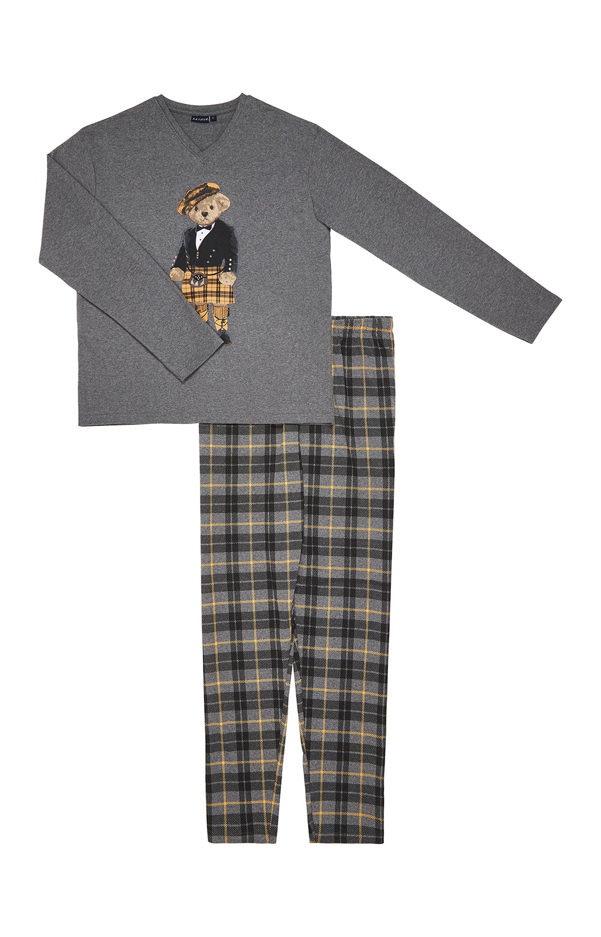 arthur-bob-boston-marine-pyjama-homme-jaune-coton image 3