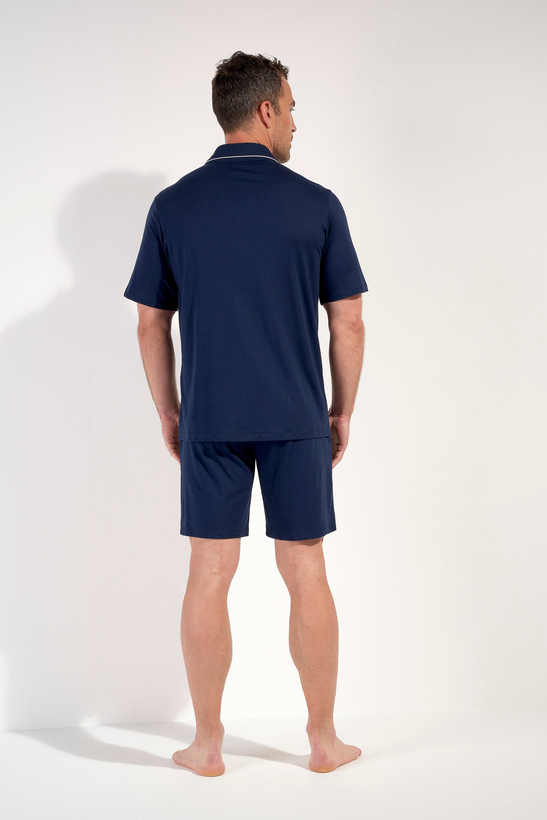 hom-rafael-pyjama-court-homme-bleu-marine-coton-modal image 5