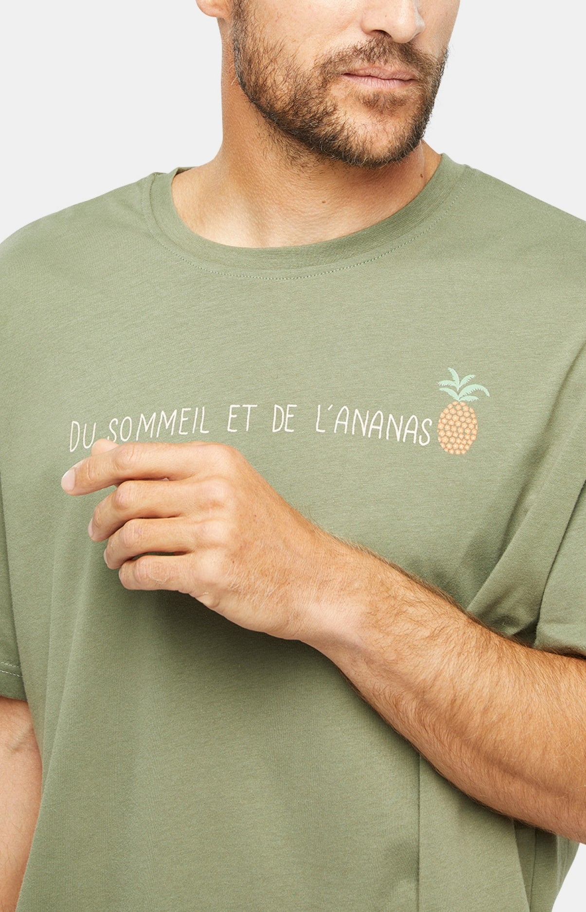 arthur-bob-ananas-maxi-tee-shirt-coton-bio-kaki image 2
