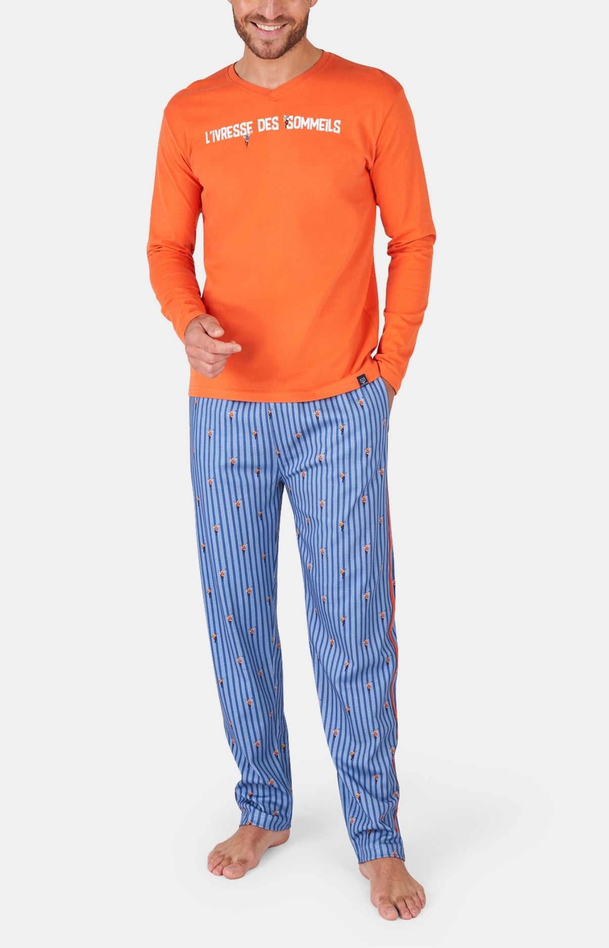 arthur-bob-everest-pyjama-homme-bleu-coton-bio-manches-longues image 1