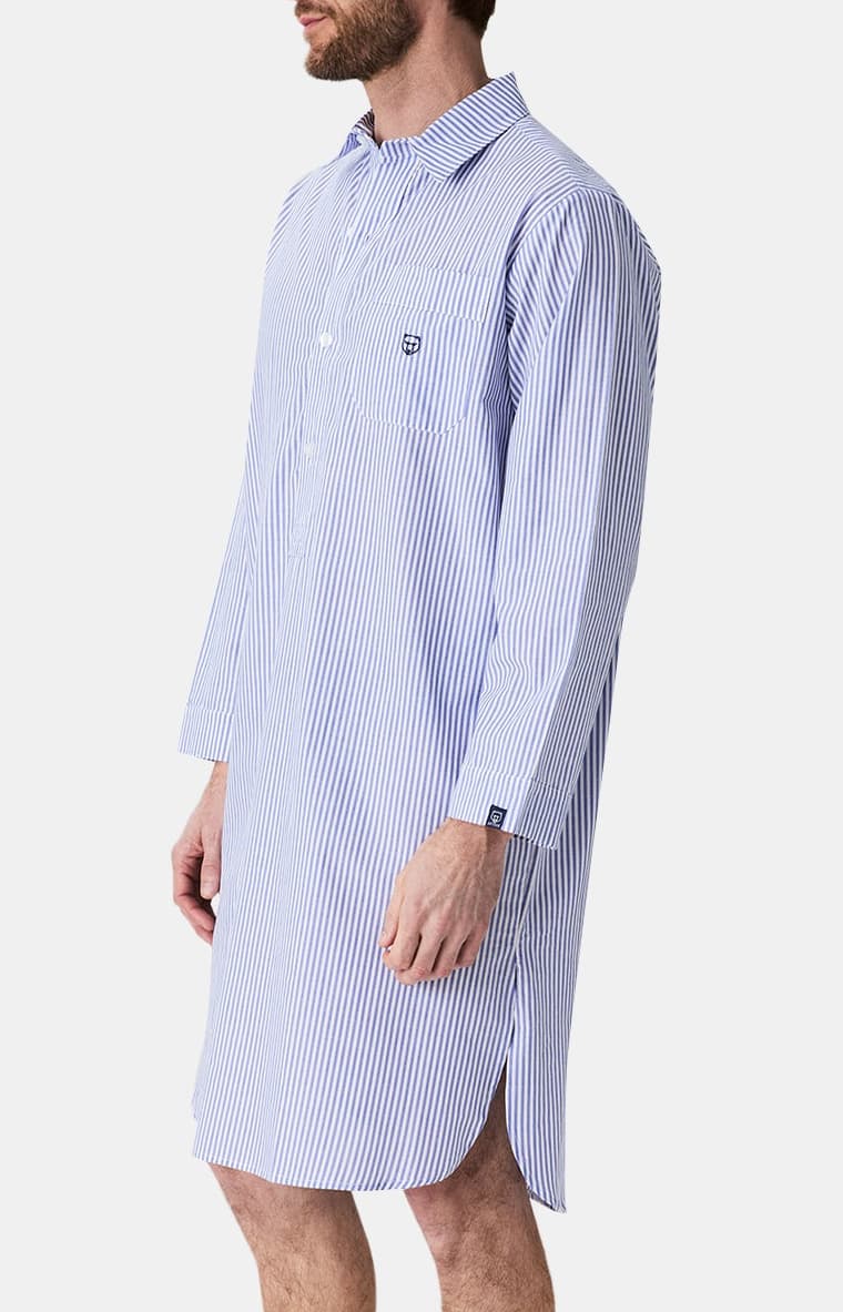 arthur-bob-rayure-bleue-chemise-de-nuit-homme-bleu-coton-bio image 5