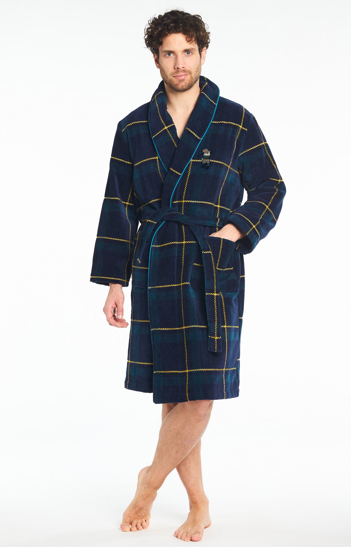 arthur-bob-benjamin-peignoir-homme-marine-velours image 1
