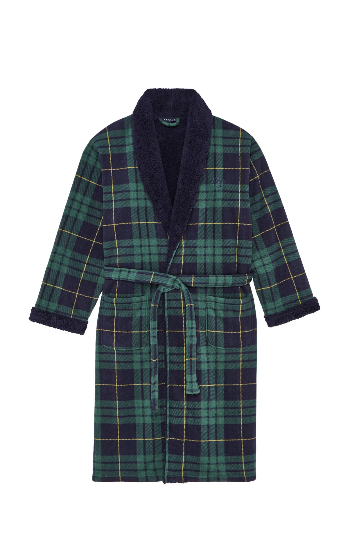 arthur-bob-robe-de-chambre-polaire-homme-vert-cossais image 3