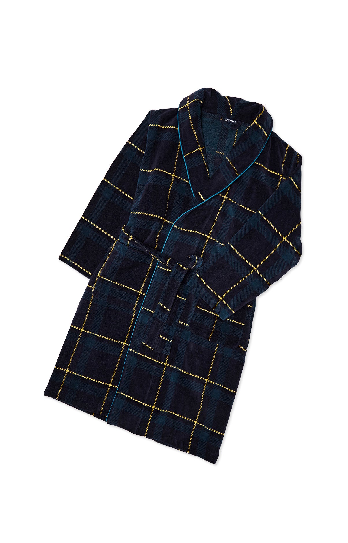 arthur-bob-benjamin-peignoir-homme-marine-velours image 3