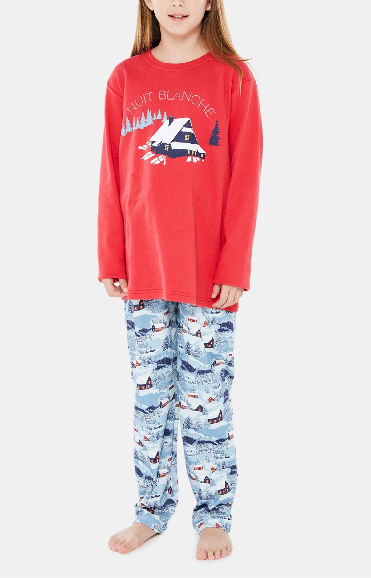 arthur-bob-pyjama-enfant-petits-chalets-bleu-coton-bio image 1