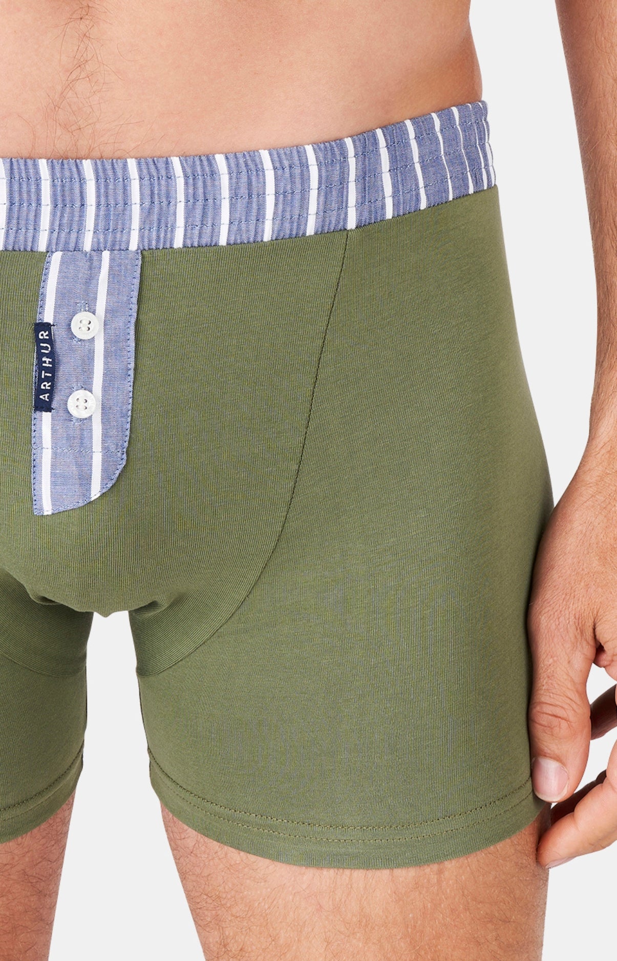 arthur-bob-club-boxer-homme-kaki-coton-bio-uni image 2