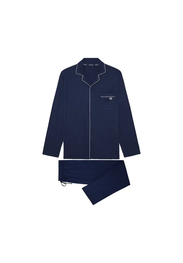 hom-rafael-pyjama-long-navy-coton-modal image 1