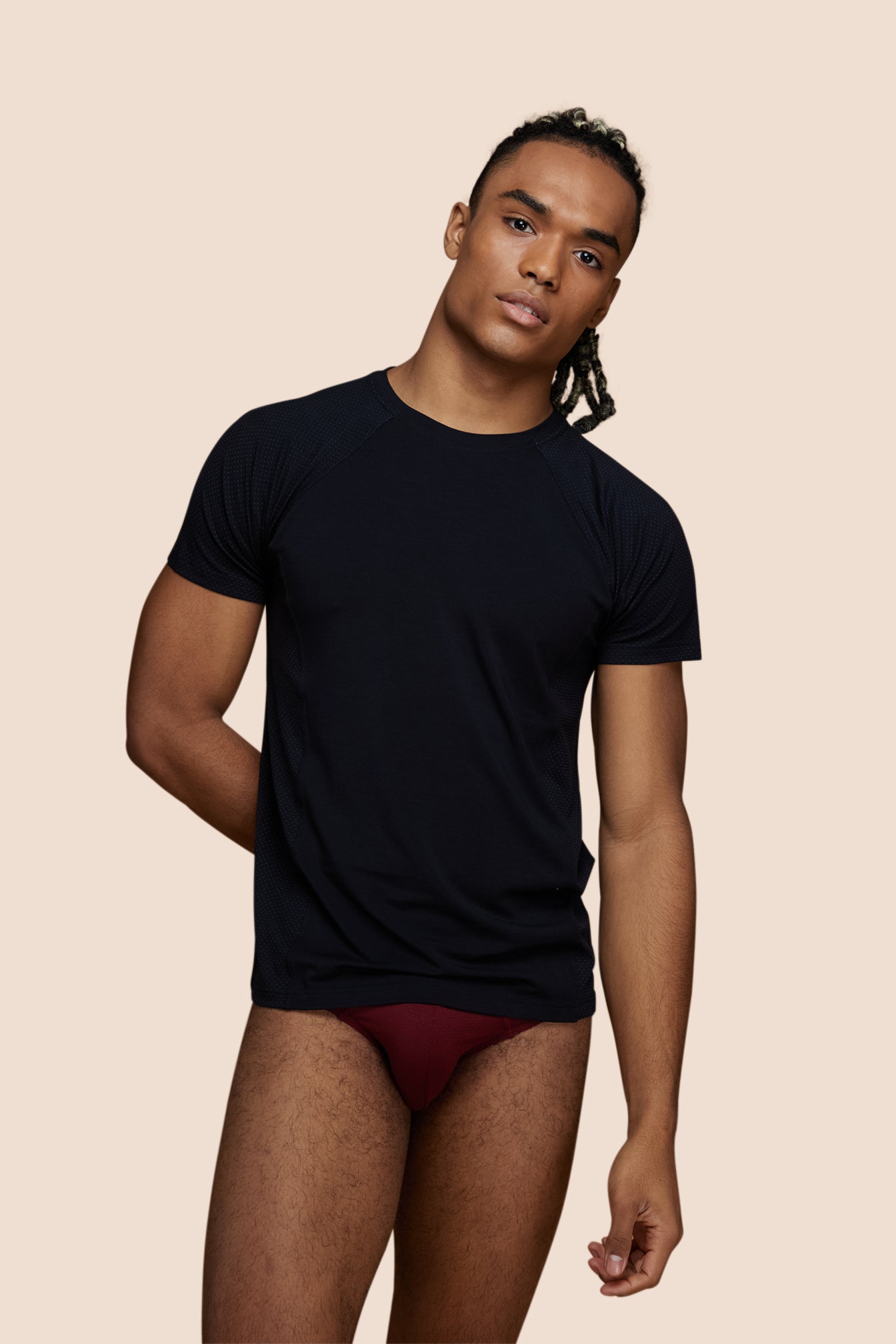 p-trone-t-shirt-manches-courtes-t-shirt-sport-ajust-noir-tencel image 5