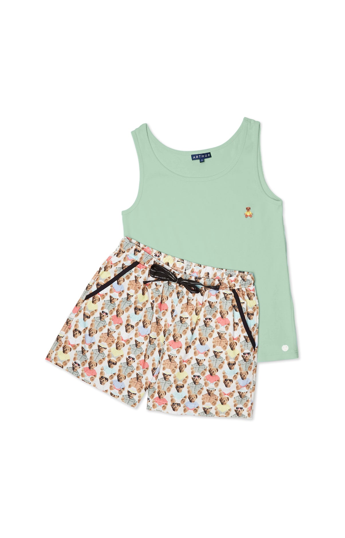 arthur-bob-teddy-pyjashort-femme-multicolore-coton-bio image 3