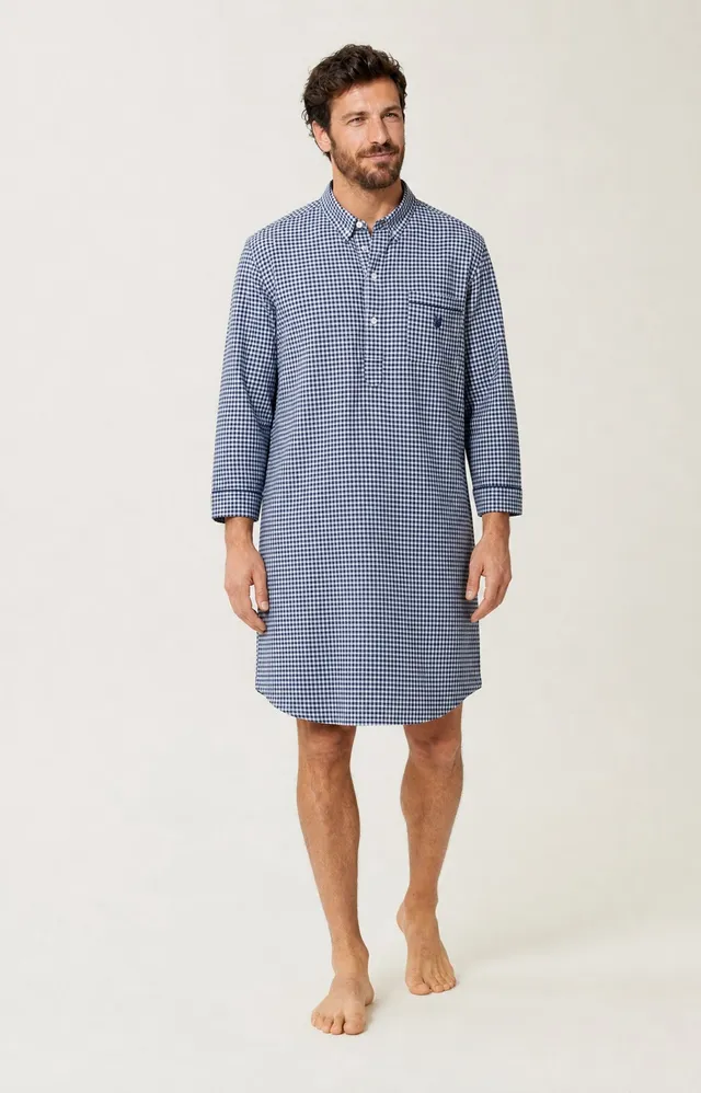 arthur-bob-elie-chemise-de-nuit-flanelle-marine-carreaux image 1