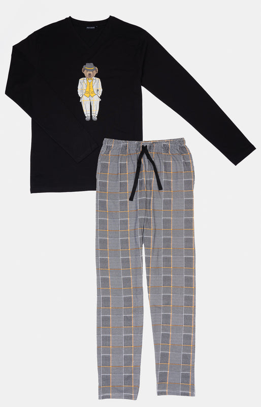 arthur-bob-charles-pyjama-homme-long-noir-coton image 3