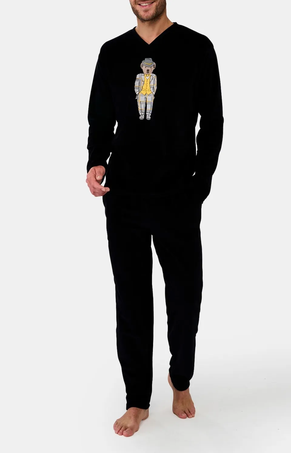 arthur-bob-polaire-pyjama-homme-noir-manches-longues image 1
