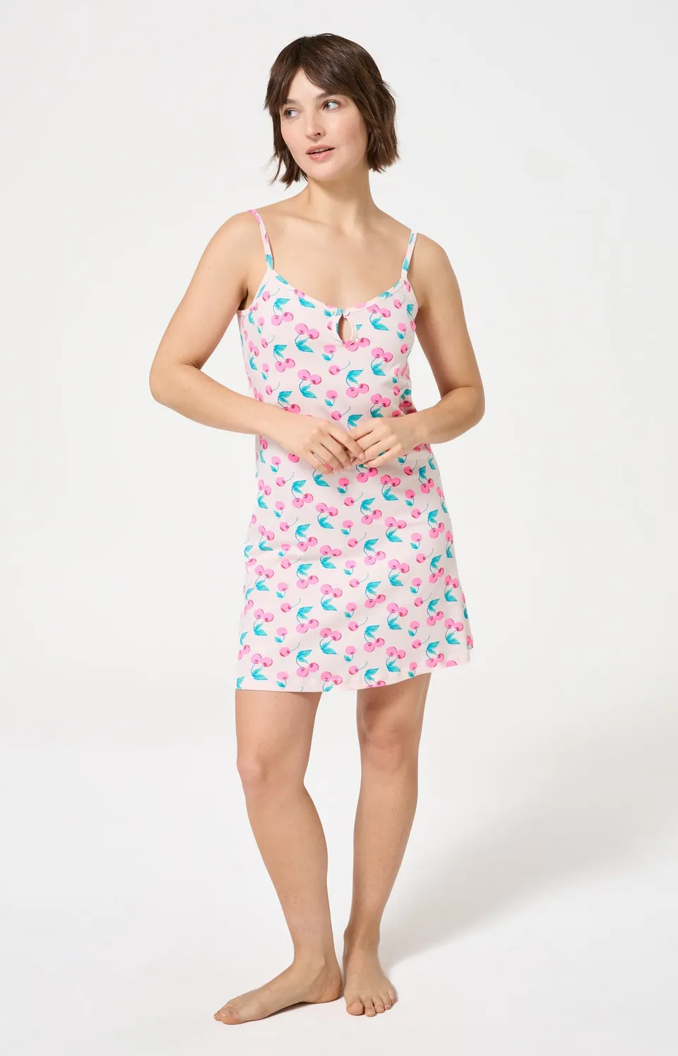 arthur-bob-amarena-nuisette-coton-nude-m-col-v-bretelles image 1