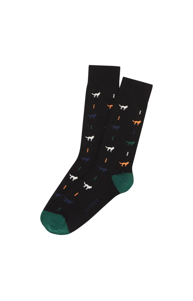 arthur-bob-jeune-loup-chaussettes-noir-coton image 1