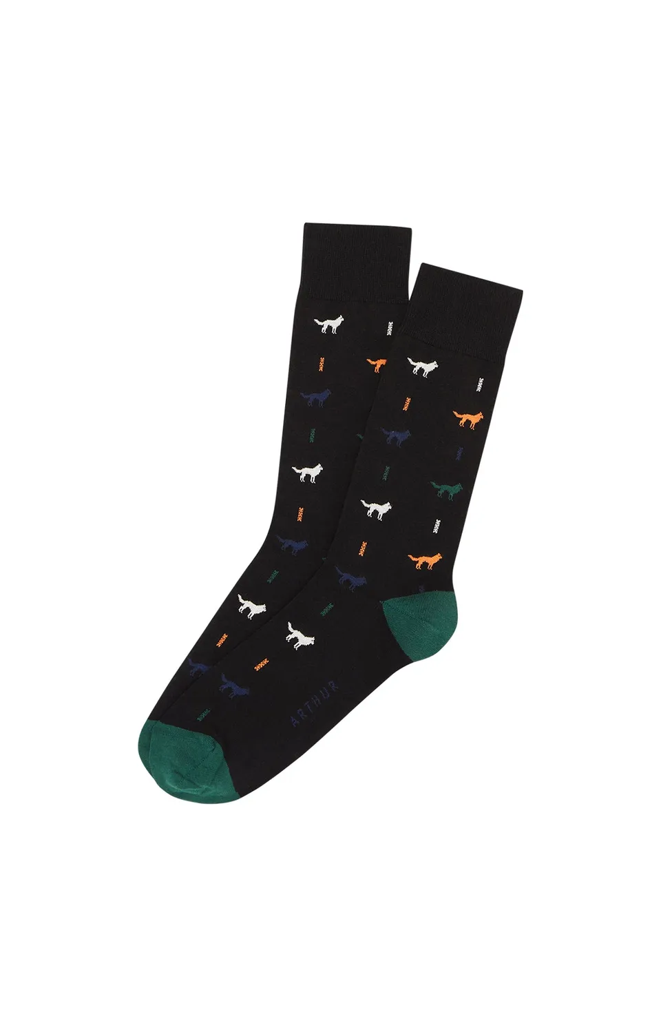 arthur-bob-jeune-loup-chaussettes-noir-coton image 1