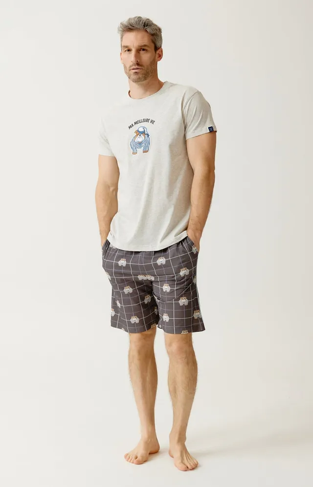 arthur-bob-ma-meilleure-vie-pyjashort-homme-coton-bio-ebony image 1