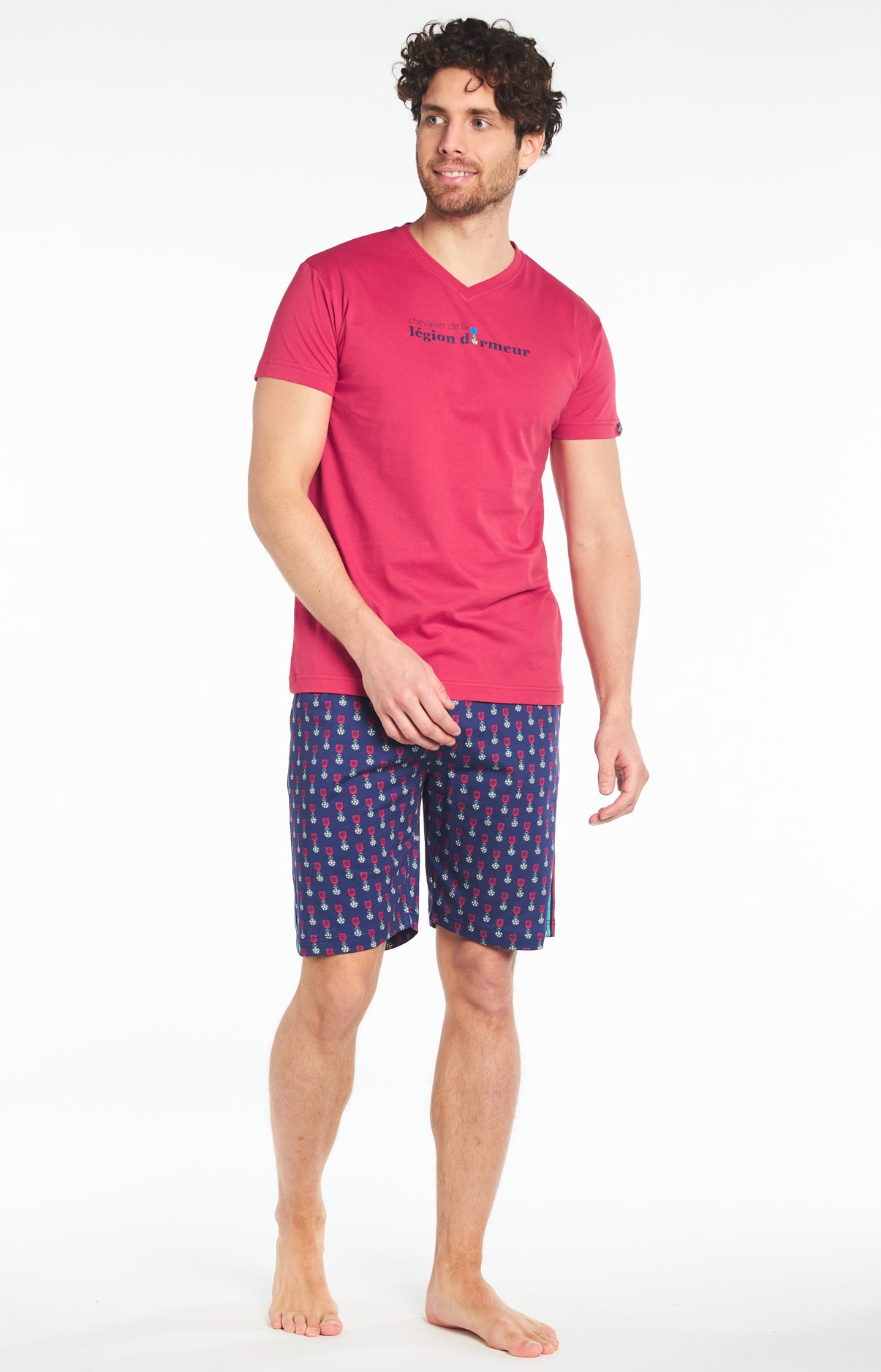 arthur-bob-l-gion-dormeur-pyjashort-homme-marine-coton-bio image 2