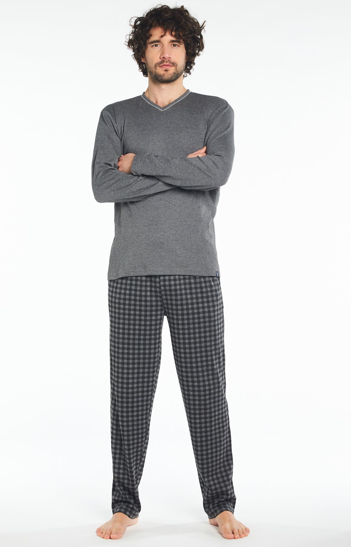 arthur-bob-karl-pyjama-long-homme-noir-interlock image 1