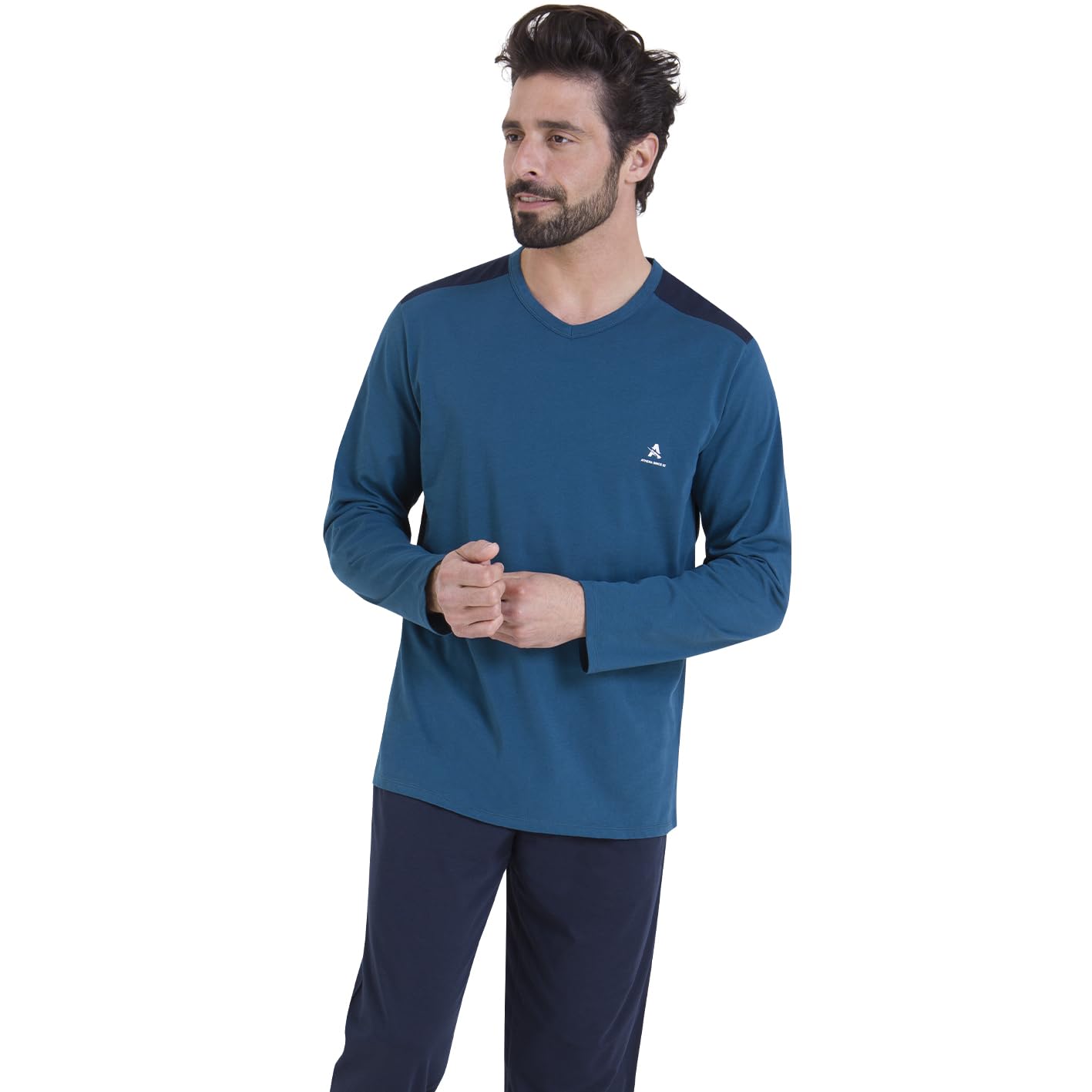 athena-ecopack-pyjama-long-homme-coton-gris-marine-taille-m image 7