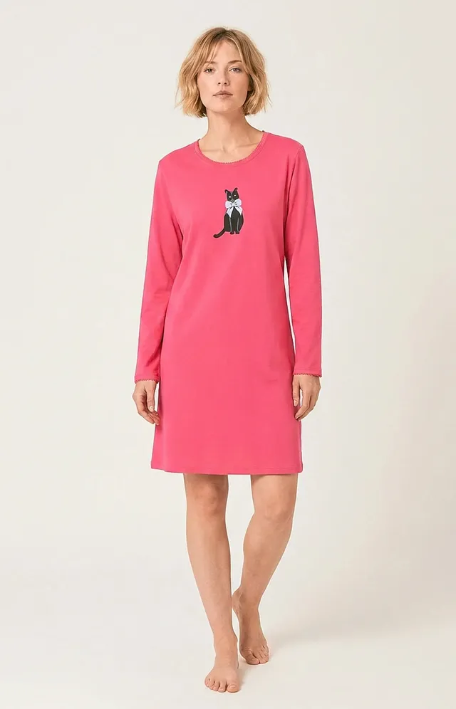 arthur-bob-kitty-chemise-de-nuit-femme-fushia-coton-bio image 1