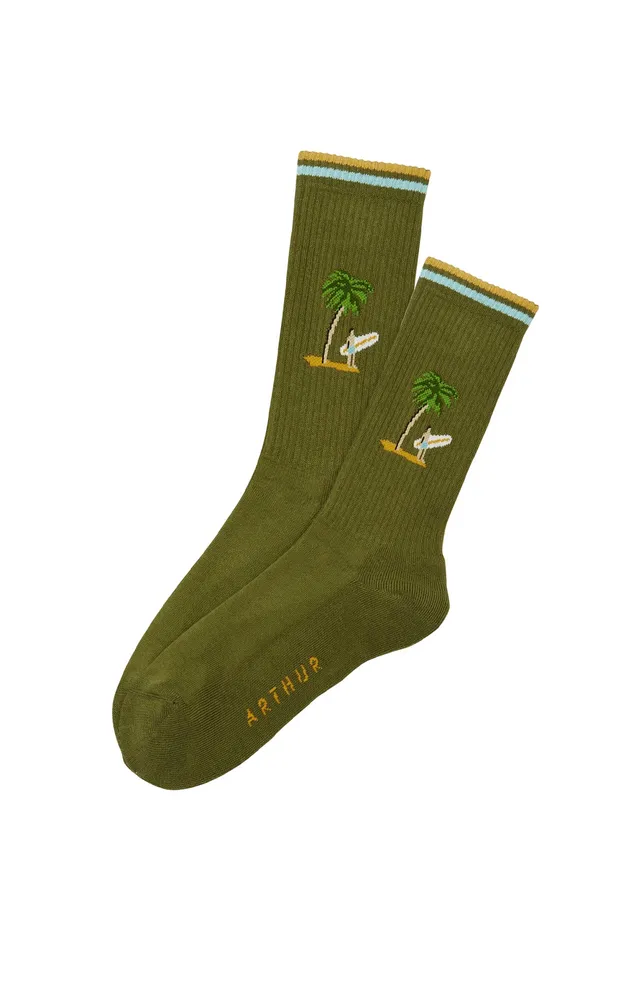 arthur-bob-california-chaussettes-tennis-kaki-40-46-coton image 1