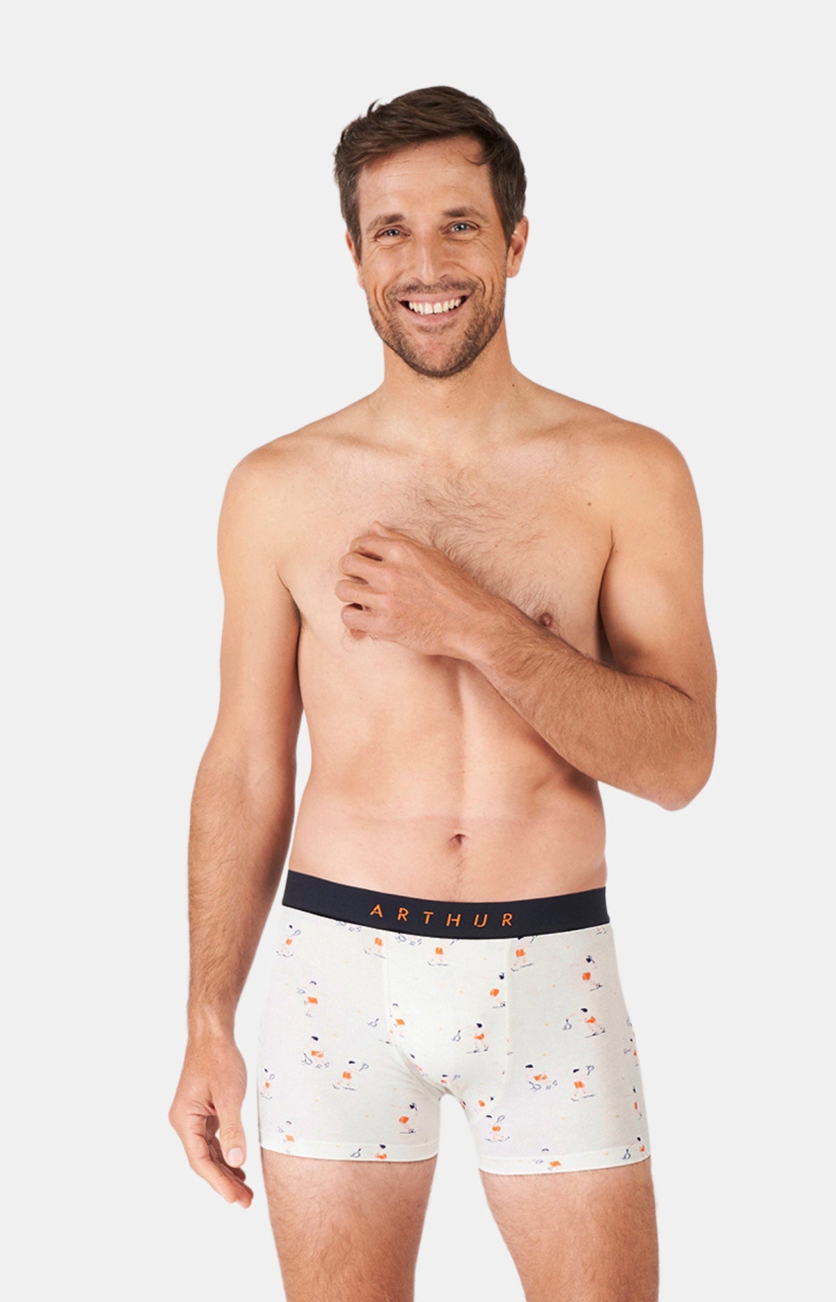 arthur-bob-boxer-tennis-orange-coton-bio-homme image 1