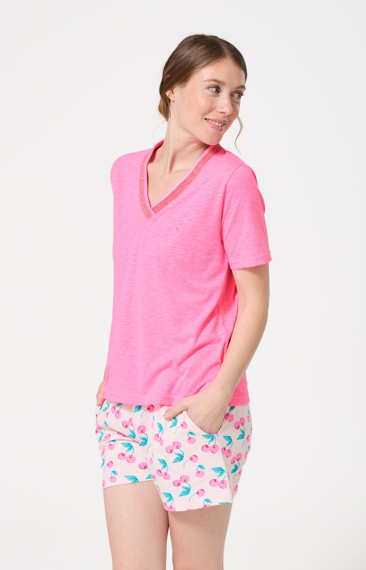 arthur-bob-amarena-tee-shirt-coton-rose-fluo image 4