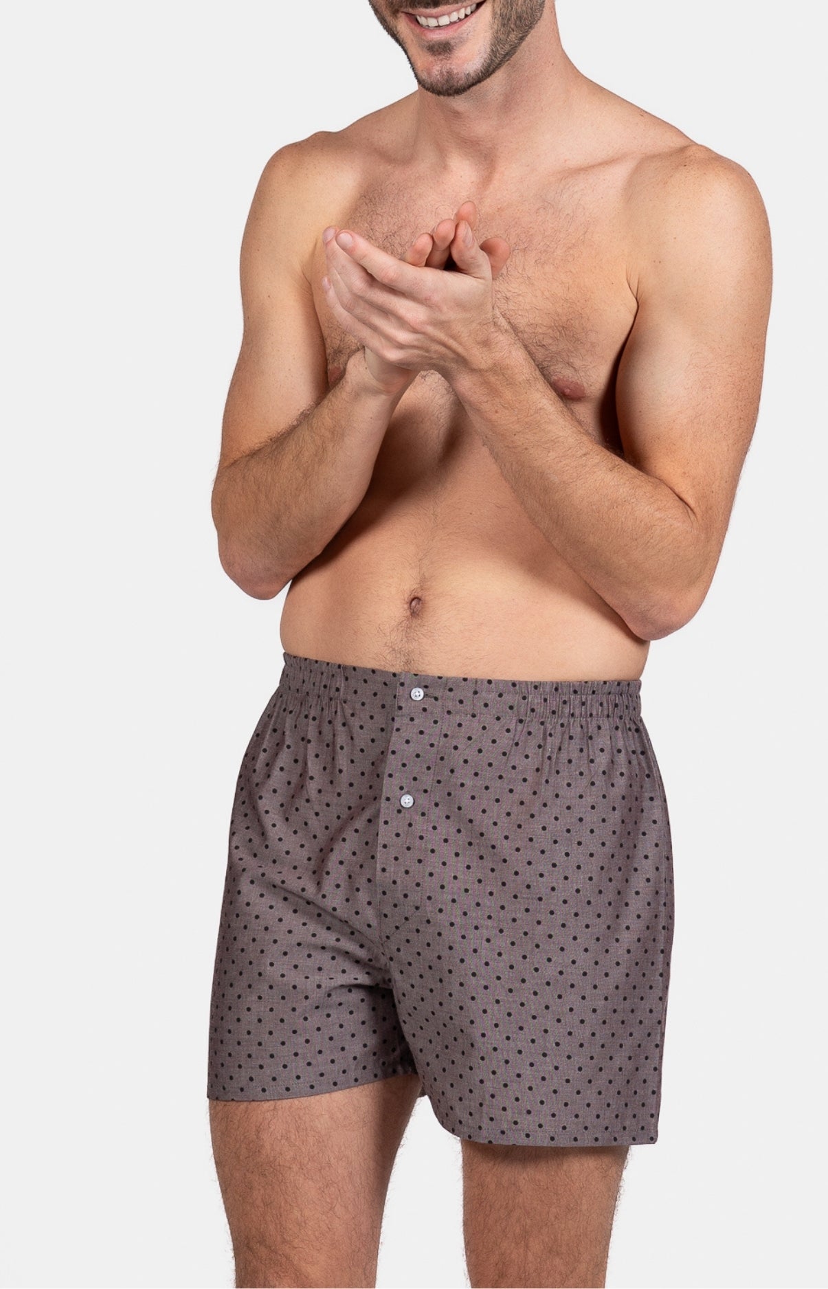 arthur-le-club-pois-chocolat-cale-on-homme-chocolat-coton image 2