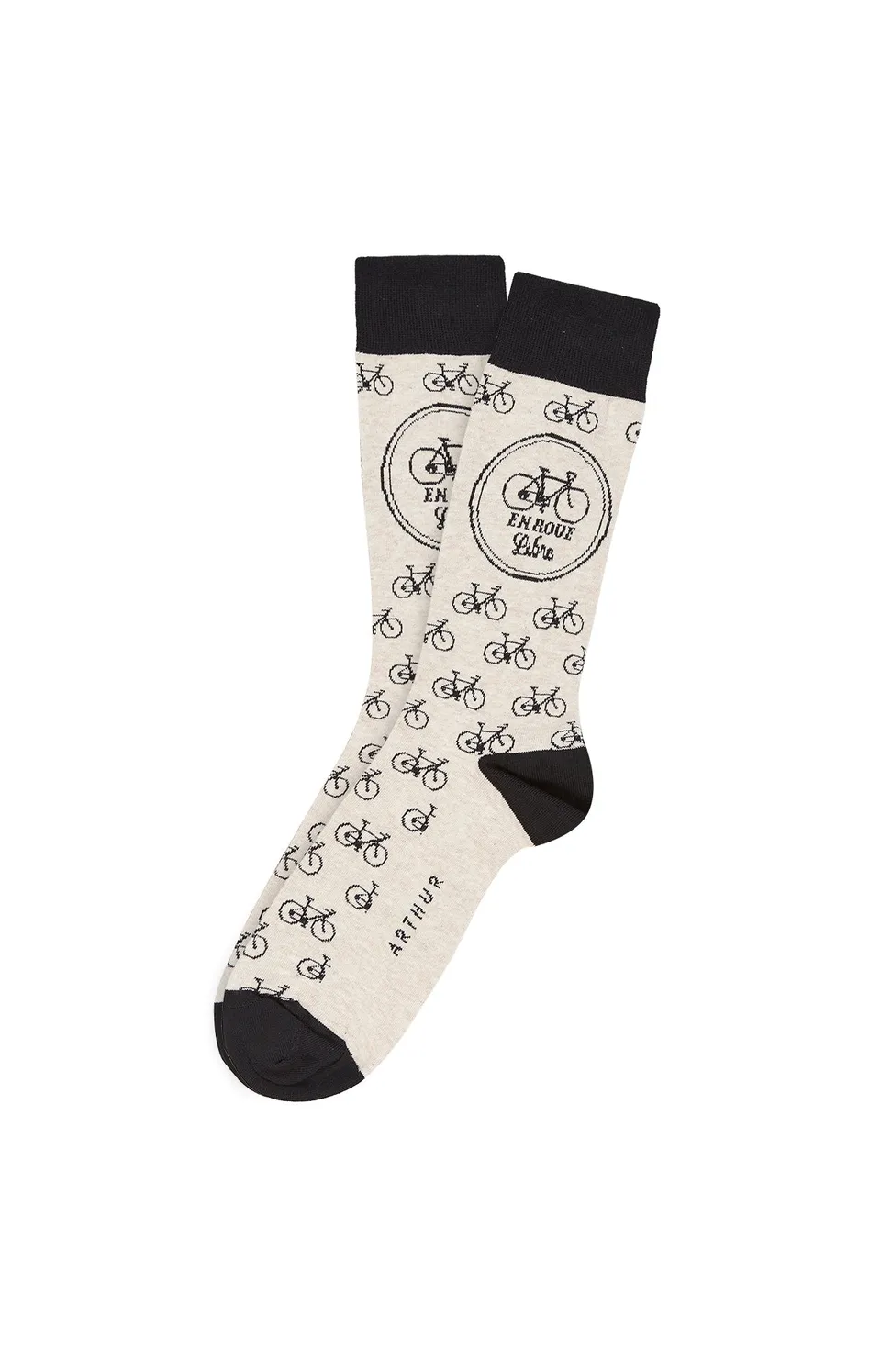 arthur-bob-roue-libre-chaussettes-homme-beige-coton-bio image 1