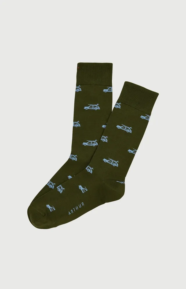 arthur-bob-surf-kaki-chaussettes-homme-fil-d-cosse image 1