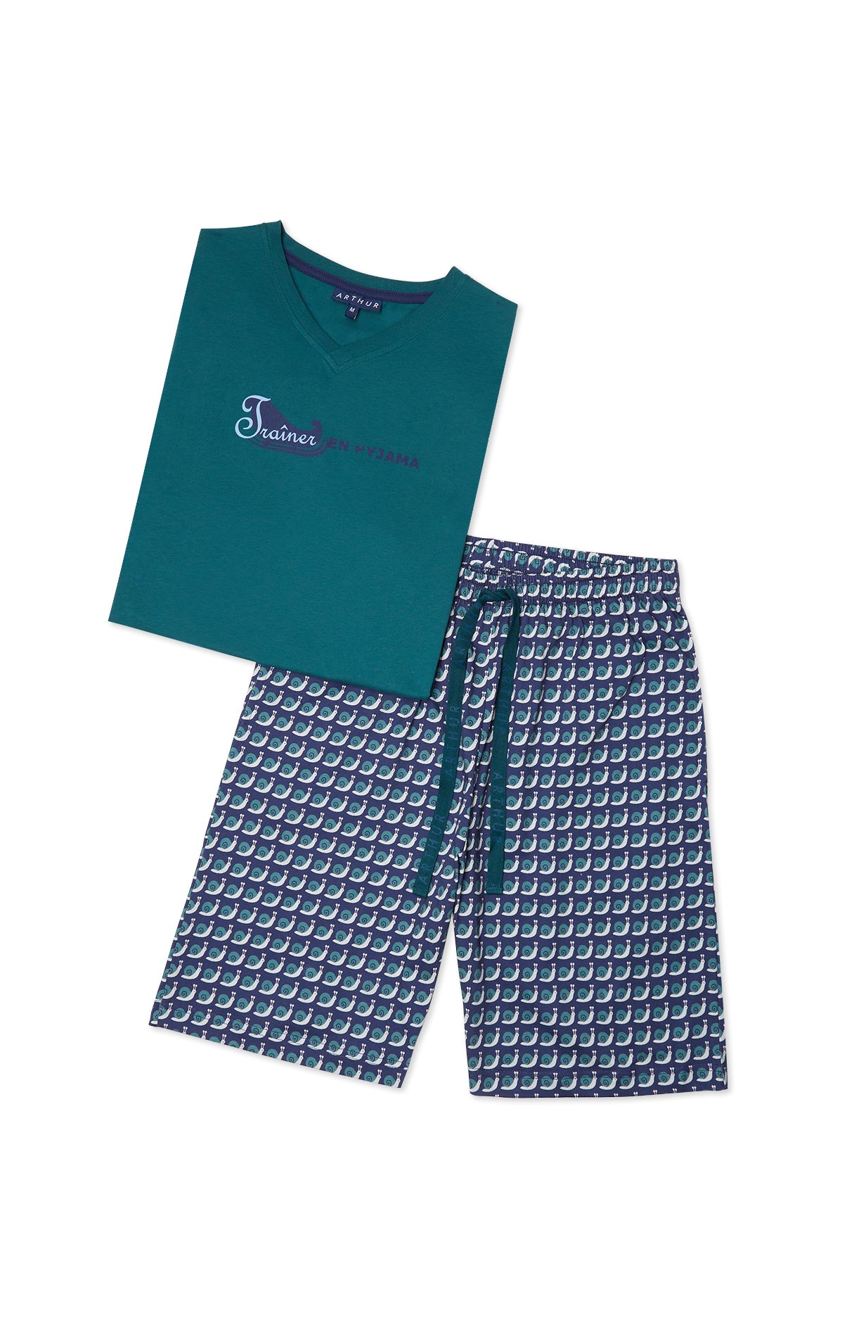 arthur-bob-trainer-pyjashort-homme-marine-coton-bio image 3