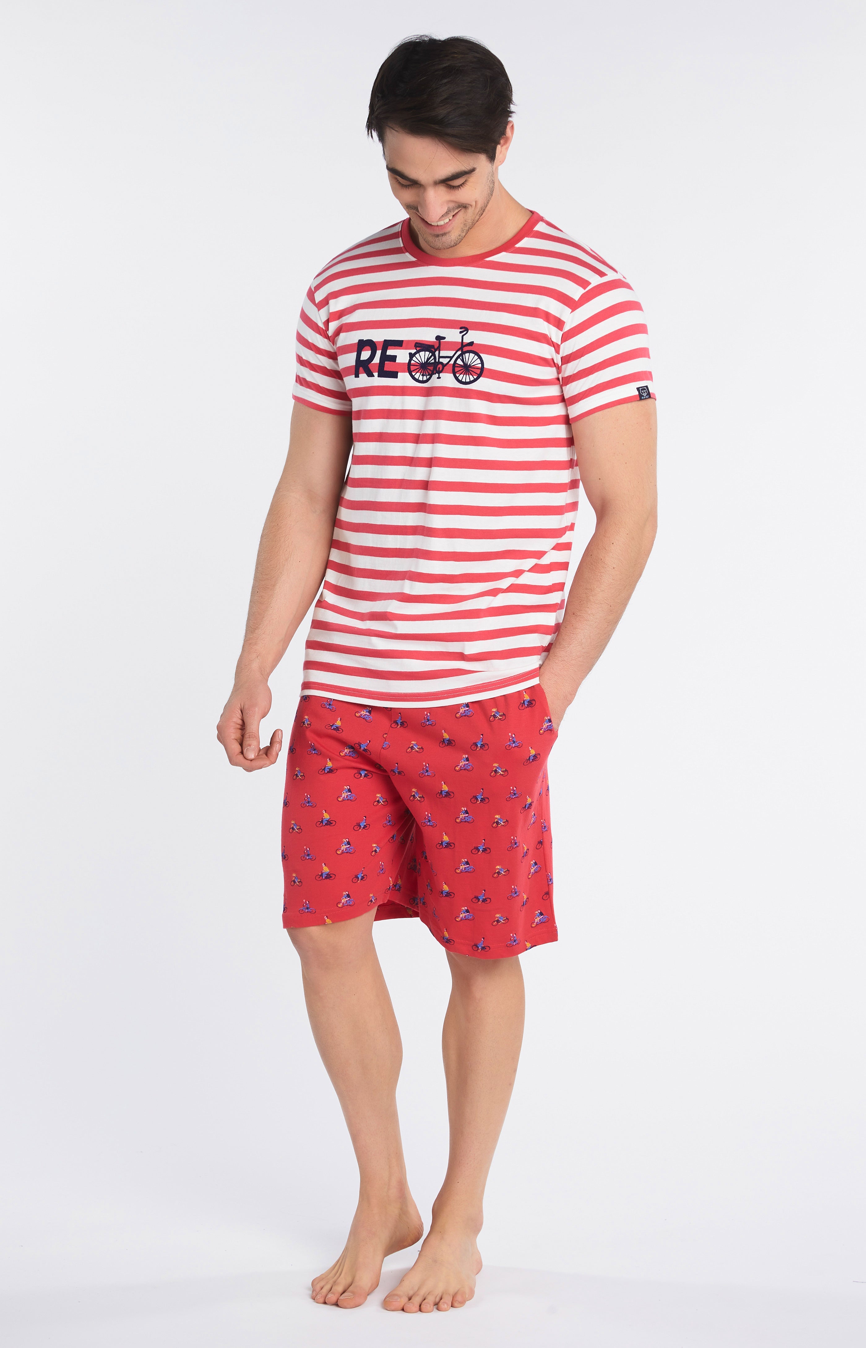arthur-bob-recycle-pyjashort-homme-rouge-l-coton-bio image 4