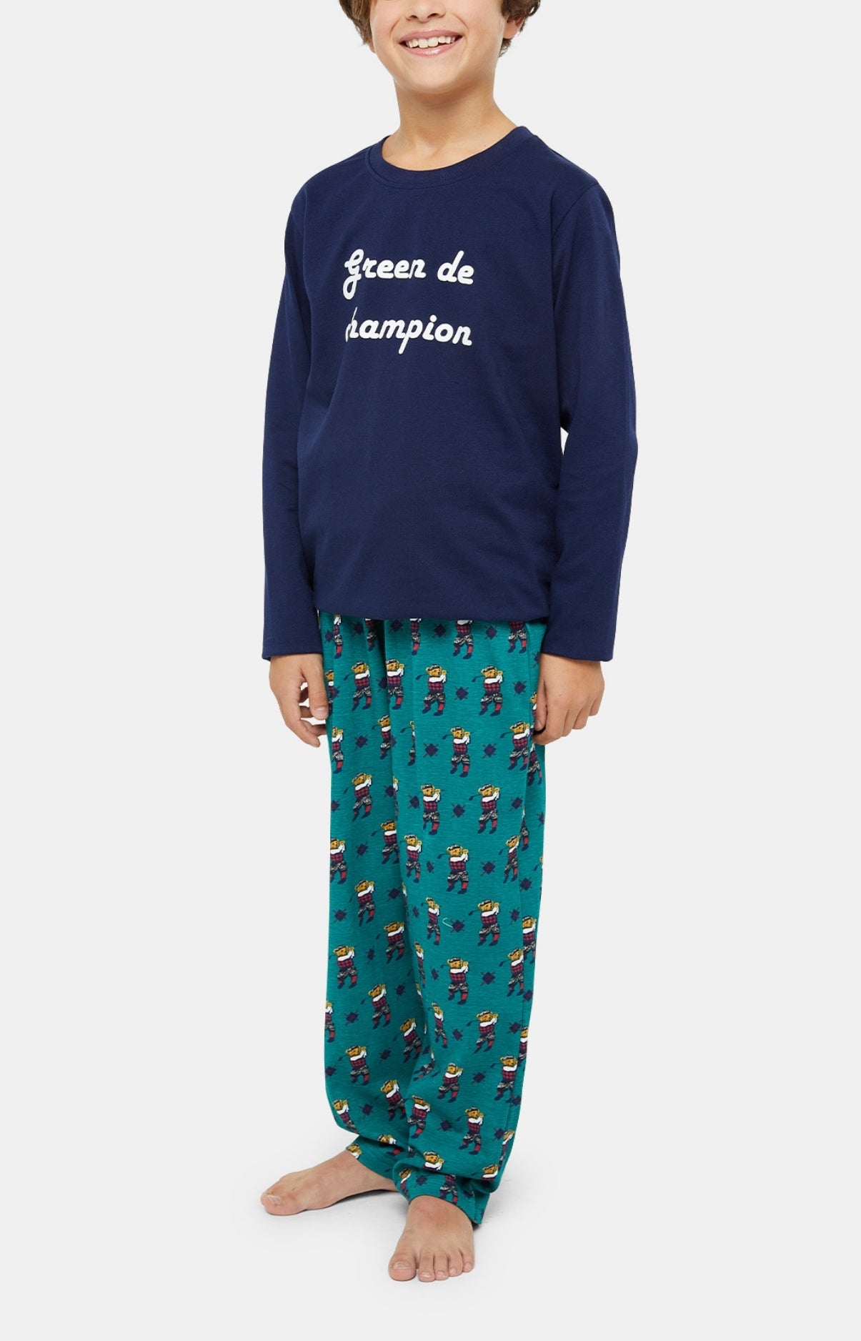 arthur-bob-pyjama-enfant-green-de-champion-sapin-coton image 1