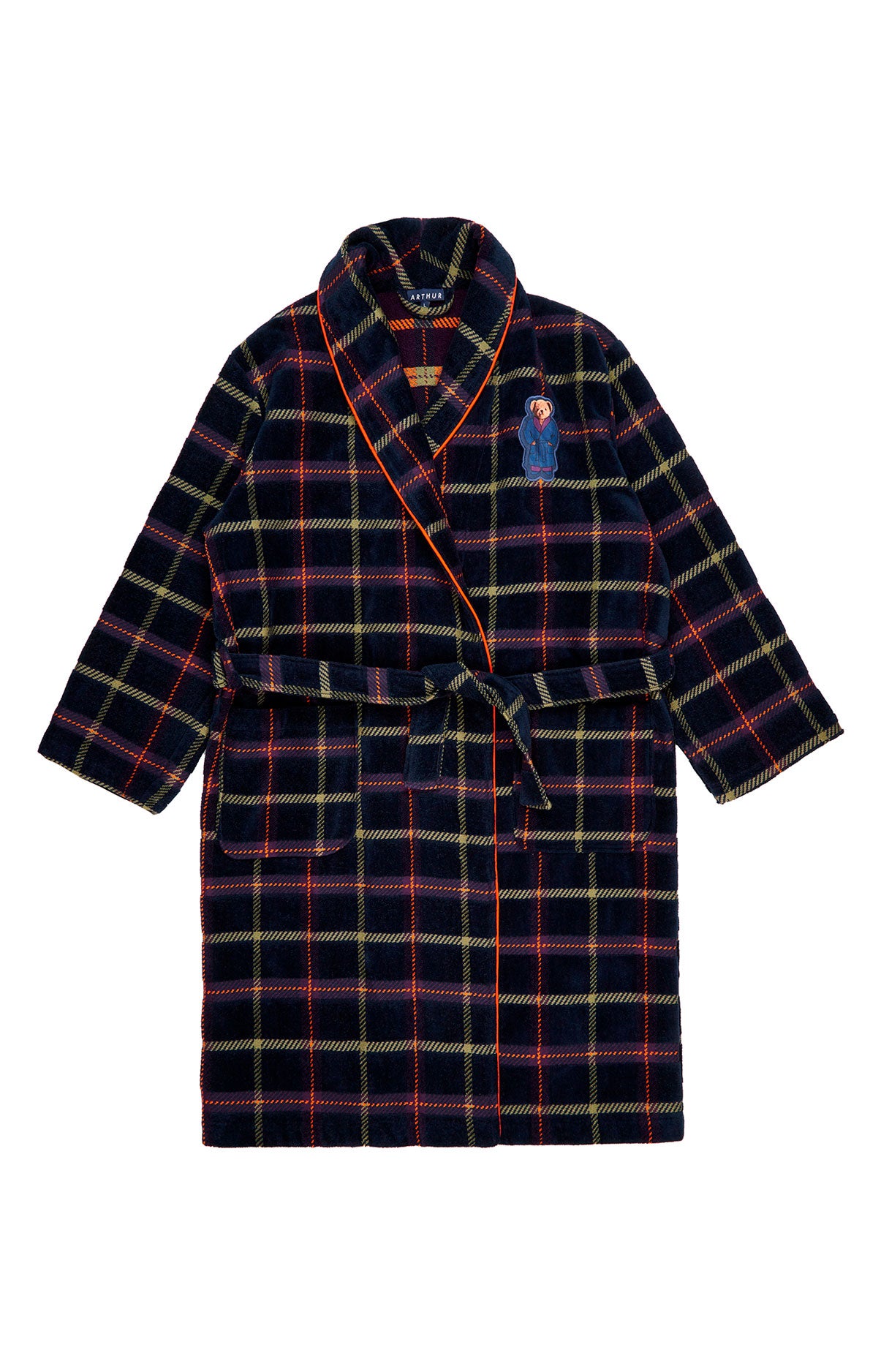 arthur-bob-tartan-folie-peignoir-homme-marine-coton image 3